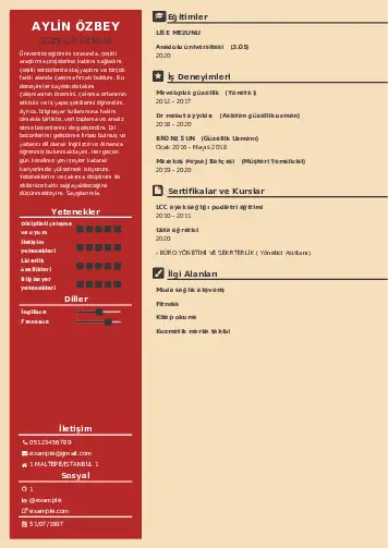 Güzellik Uzmanı Cv Örnekleri  cv indir